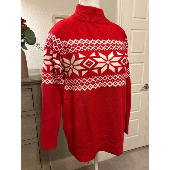 Talbots | Red/White Holiday Mock Turtleneck Sweater | Small - Picture 4 of 10